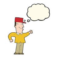 cartoon man punching air with thought bubble N8