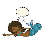 cartoon mermaid with thought bubble N50