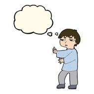 cartoon man gesturing with thought bubble N23