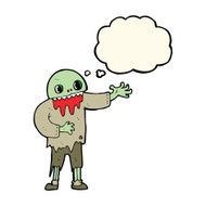 cartoon spooky zombie with thought bubble N5