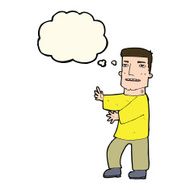 cartoon man gesturing with thought bubble N24