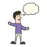 cartoon surprised man with thought bubble N100