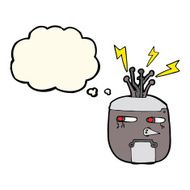 cartoon robot head with thought bubble N43