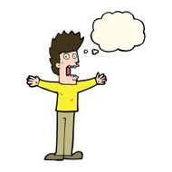 cartoon terrified man with thought bubble N167