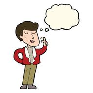 cartoon cool guy snapping fingers with thought bubble N8