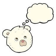 cartoon polar bear face with thought bubble N20