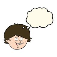 cartoon happy boy face with thought bubble N37