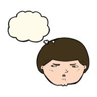 cartoon annoyed man with thought bubble N61
