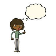 cartoon woman giving thumbs up symbol with thought bubble N47