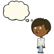 cartoon happy surprised boy with thought bubble N7