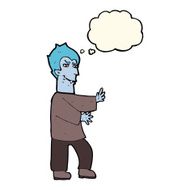 cartoon vampire with thought bubble N101