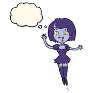 cartoon happy vampire girl with thought bubble N27