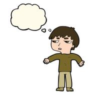 cartoon annoyed boy with thought bubble N32