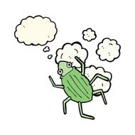 cartoon bug with thought bubble N28