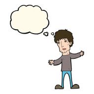 cartoon worried man with thought bubble N75