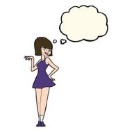 cartoon pretty woman with thought bubble N201