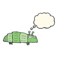 cartoon bug with thought bubble N29