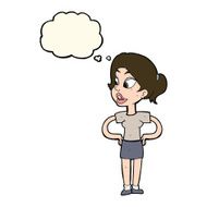cartoon woman with hands on hips thought bubble N171