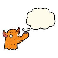 cartoon happy fox with thought bubble N6