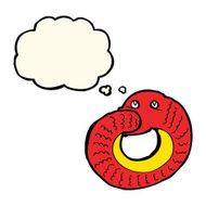 cartoon snake eating own tail with thought bubble N4