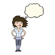 cartoon woman with hands on hips thought bubble N172