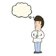 cartoon nervous man with thought bubble N105