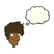 cartoon smiling man with thought bubble N21