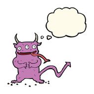 cartoon little demon with thought bubble N22
