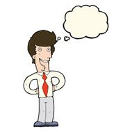 cartoon happy man with thought bubble N352