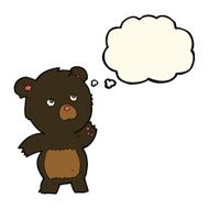 cartoon curious black bear with thought bubble N3