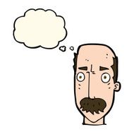 cartoon annoyed old man with thought bubble N51