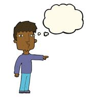cartoon pointing man with thought bubble N58