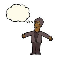 cartoon vampire man with open arms thought bubble N7