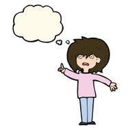 cartoon woman asking question with thought bubble N22