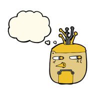 cartoon robot head with thought bubble N44