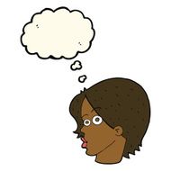 cartoon female face with thought bubble N107