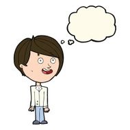 cartoon happy surprised boy with thought bubble N8