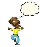 cartoon old man having a fright with thought bubble N4