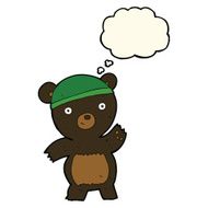 cute cartoon black bear with thought bubble N51