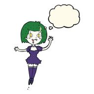 cartoon happy vampire girl with thought bubble N28