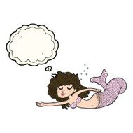 cartoon mermaid with thought bubble N52