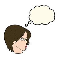 cartoon female face with thought bubble N108