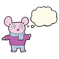 cartoon mouse in clothes with thought bubble N7