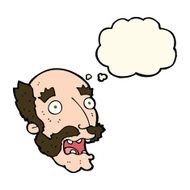 cartoon shocked old man with thought bubble N20