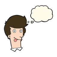 cartoon man with tongue hanging out thought bubble N8