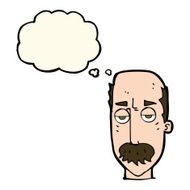 cartoon bored old man with thought bubble N14