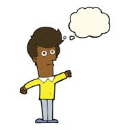 cartoon man punching with thought bubble N7