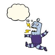 cartoon terrified robot with thought bubble N7