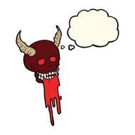 cartoon spooky halloween skull with thought bubble N7