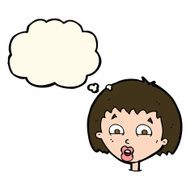 cartoon shocked expression with thought bubble N15